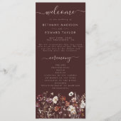 Elegante Fall Brown Floral Wedding Programm (Vorderseite)