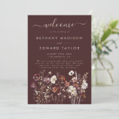Elegante Fall Brown Floral Wedding Programm (Stehend Vorderseite)