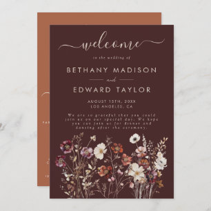 Elegante Fall Brown Floral Wedding Programm