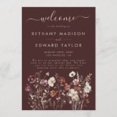 Elegante Fall Brown Floral Wedding Programm (Vorderseite)