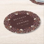 Elegante Fall Brown Floral Wedding Runder Pappuntersetzer (Angewinkelt)