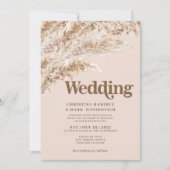 Elegante Fall Brown Pampas Grass Wedding Einladung (Vorderseite)