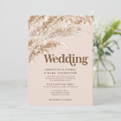 Elegante Fall Brown Pampas Grass Wedding Einladung (Stehend Vorderseite)