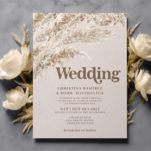 Elegante Fall Brown Pampas Grass Wedding Einladung