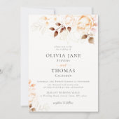 Elegante Fall Burnt Orange Floral Wedding Einladung (Vorderseite)