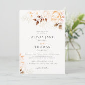 Elegante Fall Burnt Orange Floral Wedding Einladung (Stehend Vorderseite)