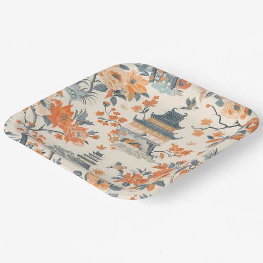 Elegante Fall Chinoiserie Papierplatte Pappteller (Gewinkelt)