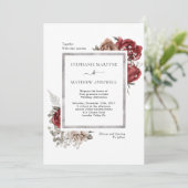 Elegante Fall Dusty Orange Rote Botanische Hochzei Einladung (Stehend Vorderseite)