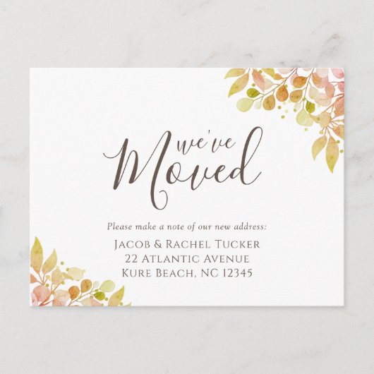 Elegante Fall Eukalyptus Moving Ankündigung Postkarte (Vorderseite)