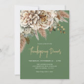 Elegante Fall Floral Erntedank Abendessen Einladung (Vorderseite)