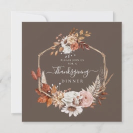 Elegante Fall Floral Erntedank Abendessen Einladung