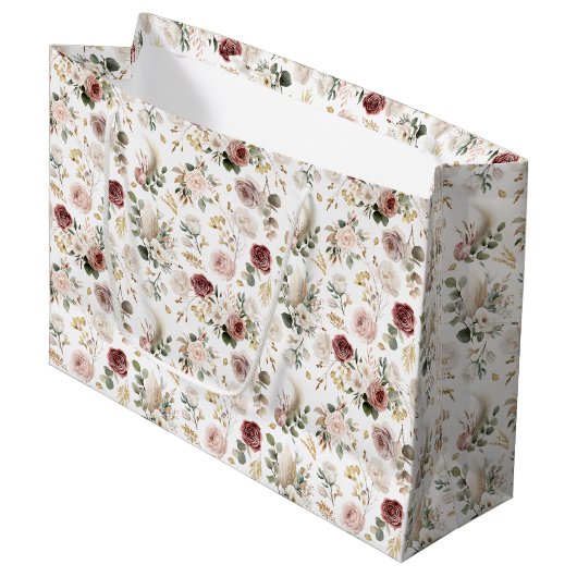 Elegante Fall Floral Geschenktasche für Brautparty Große Geschenktüte (Vorderseite Schrägansicht)