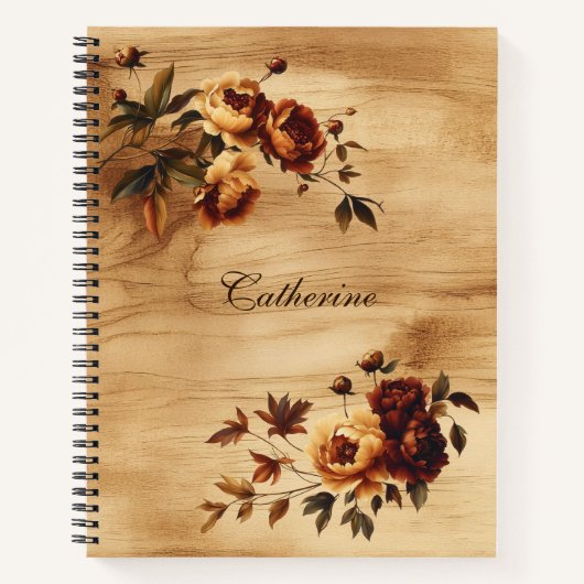Elegante Fall Floral Script Personalisiert Journal Notizblock (Vorderseite)