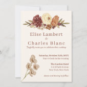 Elegante Fall Floral Simple Wedding Einladung (Vorderseite)