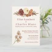 Elegante Fall Floral Simple Wedding Einladung (Stehend Vorderseite)
