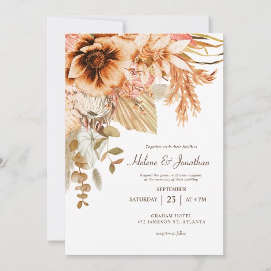 Elegante Fall Floral Terracotta auf dem Monte Tama Einladung (Vorderseite)