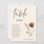 Elegante Fall Floral Tischnummer Seating Chart (Vorderseite)