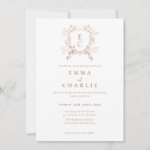 Elegante Fall Floral Wappen Hochzeit Einladung (Vorderseite)