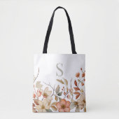 Elegante Fall Floral Wasserfarbe Monogramm weiß Tasche (Vorderseite)