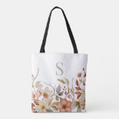 Elegante Fall Floral Wasserfarbe Monogramm weiß Tasche (Rückseite)