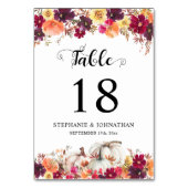 Elegante Fall Floral Wasserfarben Hochzeit Einladu Tischnummer (Vorderseite)