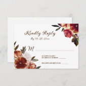 Elegante Fall Floral Watercolor Hochzeit RSVP Karte (Vorne/Hinten)