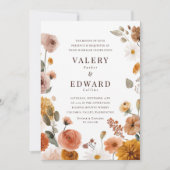 Elegante Fall Floral Wedding Einladung (Vorderseite)