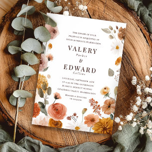 Elegante Fall Floral Wedding Einladung