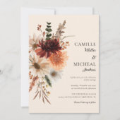 Elegante Fall Floral Wedding Einladung (Vorderseite)