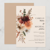 Elegante Fall Floral Wedding Einladung (Vorne/Hinten)