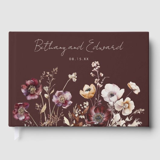 Elegante Fall Floral Wedding Gästebuch (Vorderseite)