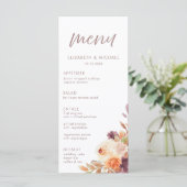 Elegante Fall Floral Wedding Menu Card Menükarte (Stehend Vorderseite)