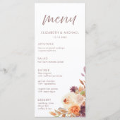 Elegante Fall Floral Wedding Menu Card Menükarte (Vorderseite)