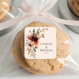 Elegante Fall Floral Wedding Quadratischer Aufkleber