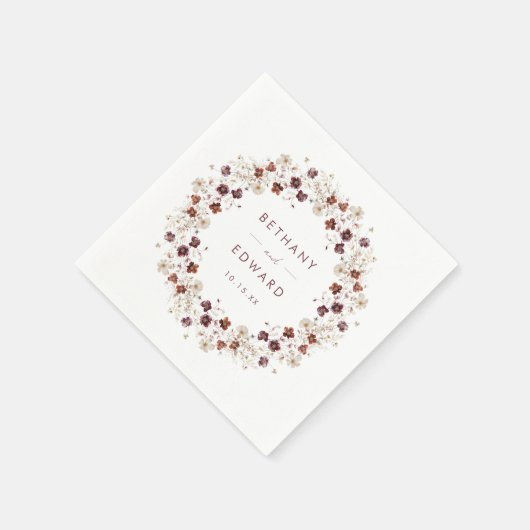 Elegante Fall Floral Wedding Serviette (Ecke)