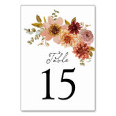 Elegante Fall Floral Wedding Tischnummer Sign (Rückseite)