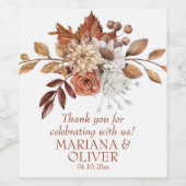 Elegante Fall Floral Weiße Gastgeschenke Hochzeite Weinetikett (Einzelnes Label)