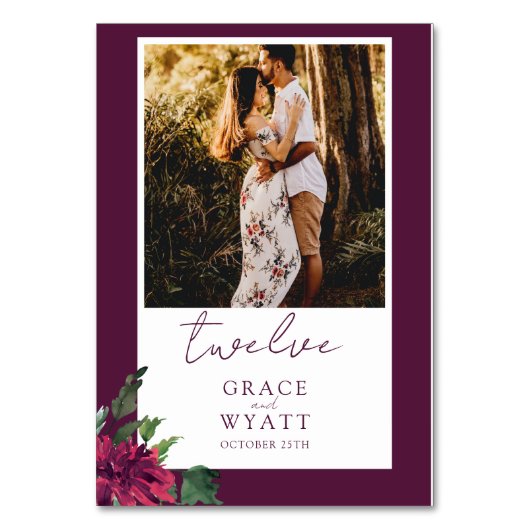 Elegante Fall Foto Hochzeitskarten für Tischnummer (Rückseite)