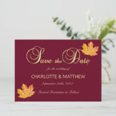 Elegante FALL in LIEBE Burgund Marsala Wedding Save The Date (Stehend Vorderseite)