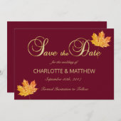 Elegante FALL in LIEBE Burgund Marsala Wedding Save The Date (Vorne/Hinten)