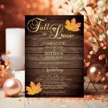Elegante FALL in LIEBE Rustikale Holzhochzeit Einladung<br><div class="desc">Für diesen Herbst / Herbst Hochzeit Thema, diese wunderschönen rustikalen Holz und Gold Einladung Einladungskarten sind einfach zu bearbeiten. FALL IN LIEBE in Goldtopographie-Design und goldgelb-orangefarbenes Metallblatt verleihen diesen Karten eine besondere Touch der Eleganz. Die Rückseite der Karte hat Imitate goldenes Herz mit den Monogrammen von Braut und Bräutigam. Kontaktieren...</div>