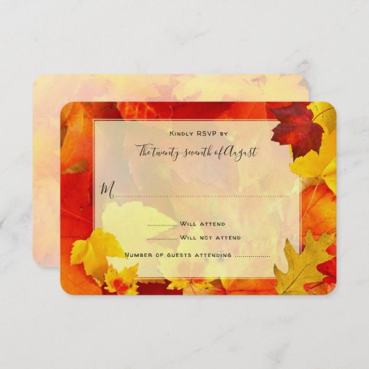 Elegante Fall Invitation UAWG Orange Blätter Card Einladung (Vorne/Hinten)