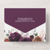 Elegante Fall Lila Champagne Rust Floral Wedding All In One Einladung (Rückseite)