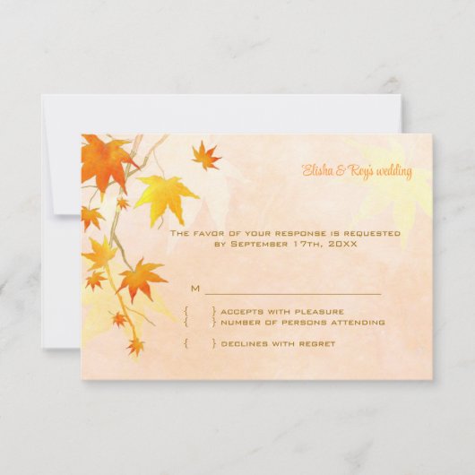 Elegante Fall Maple-Blätter Hochzeit-RSVP-Karte RSVP Karte (Vorderseite)