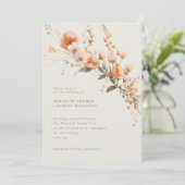 Elegante Fall Orange & Brown Floral Wedding Einladung (Stehend Vorderseite)
