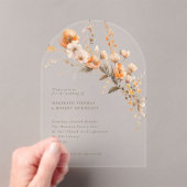 Elegante Fall Orange & Brown Wildblumen Hochzeit Acryleinladungen (Insitu (Handheld))