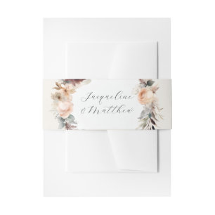 Elegante Fall Peach Floral Sage Wasserfarbenhochze Einladungsbanderole