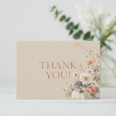 Elegante Fall Pumpkin Baby Dusche Danke Karte (Stehend Vorderseite)