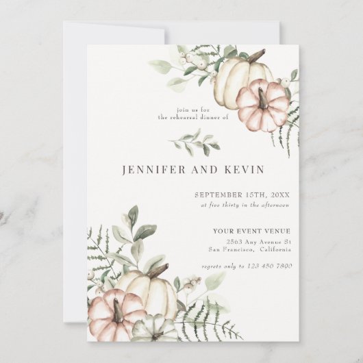 Elegante Fall Pumpkin Boho Probe Abendessen im Her Einladung (Vorderseite)