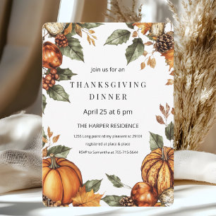 Elegante Fall Pumpkin Erntedank Dinner Einladung